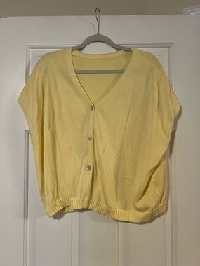 Light Yellow V-Neck Button-Front Cardigan